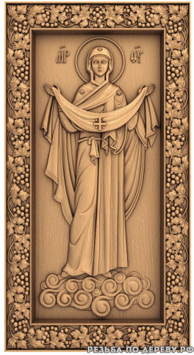 Резная икона Покров Пресвятой Богородицы #2 из дерева